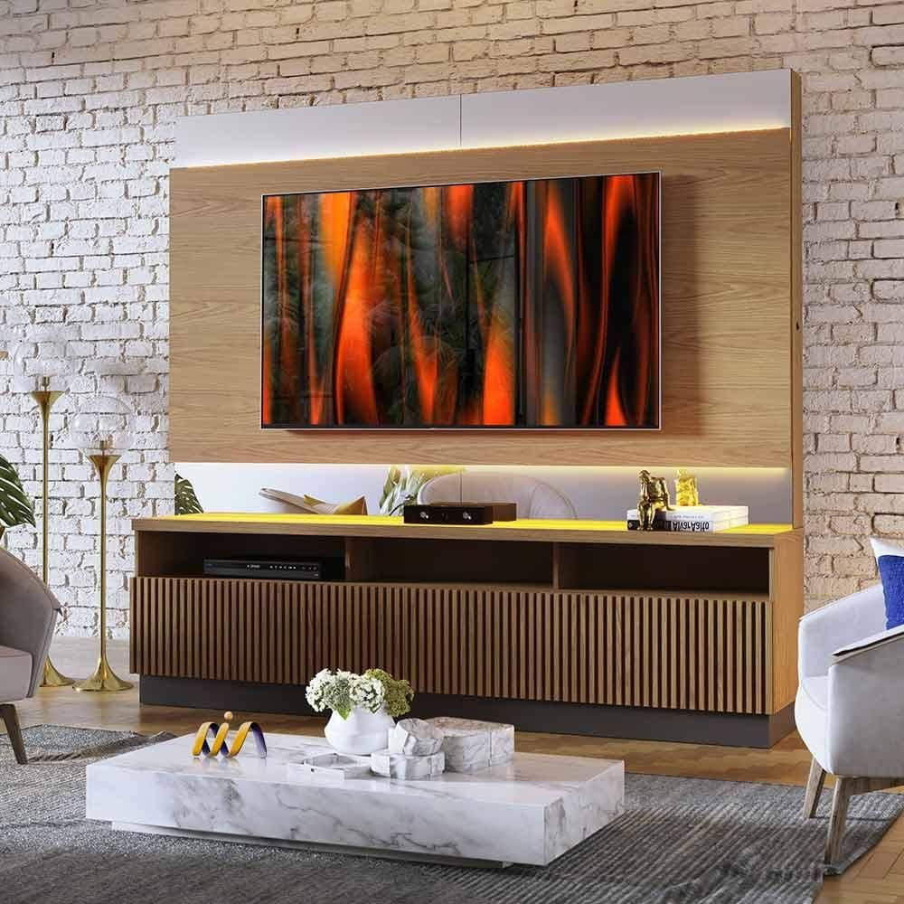 Home Para Sala Tv Até 70 Polegadas Freijo Preto Fosco Marajo Colibri - Marrom