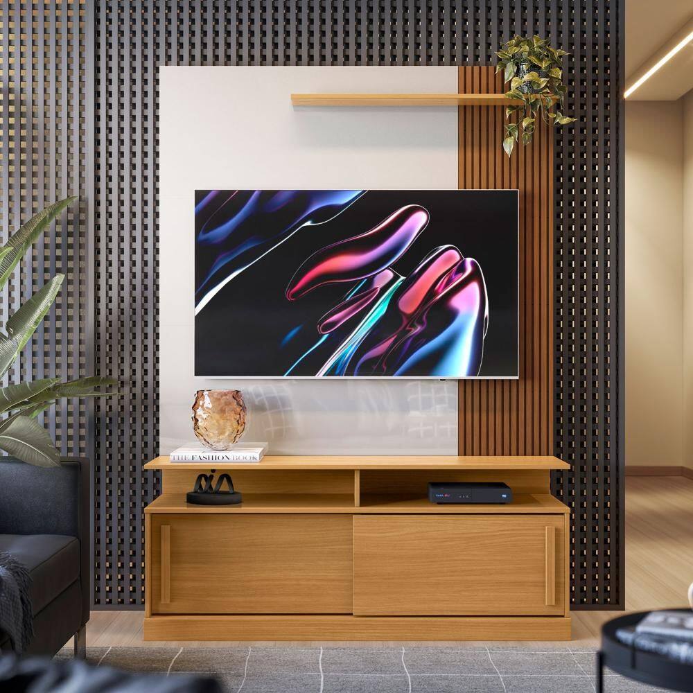 Home Para Tv 60 Polegadas Marrom E Off White Perolizado Chicago Lukaliam - Marrom