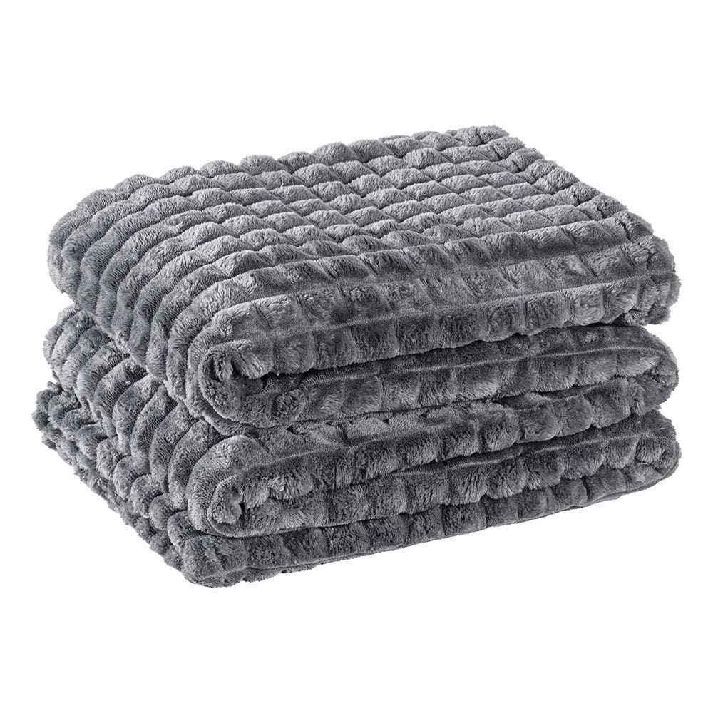 Cobertor Comfy Queen Manta Ultrasoft Alto Relevo Super Macia - Gris - Cinza