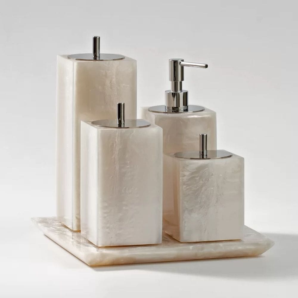 Conjunto Banheiro 4 Pçs Em Resina Madreperola - Cromado
