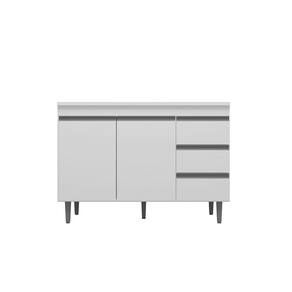 Balcão de Cozinha para Pia Andréia 120cm Branco S/ Tampo - AJL Móveis