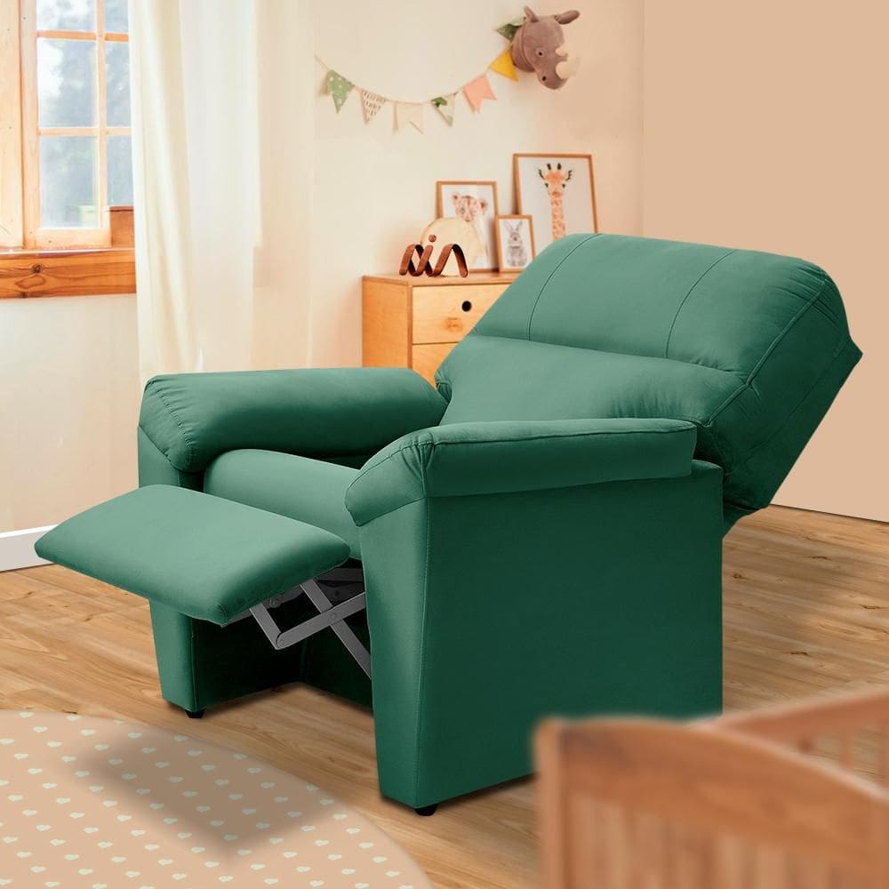 Poltrona De Amamentação Reclinável Suede Verde Água Estônia Shop JM - Verde