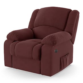 Poltrona do Papai Reclinável Melim Controle Power Elétrico USB Veludo Vinho FH1 - D`Rossi