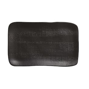 Travessa Retangular Em Cerâmica Juta Preto Matte 27x16cm Porto Brasil