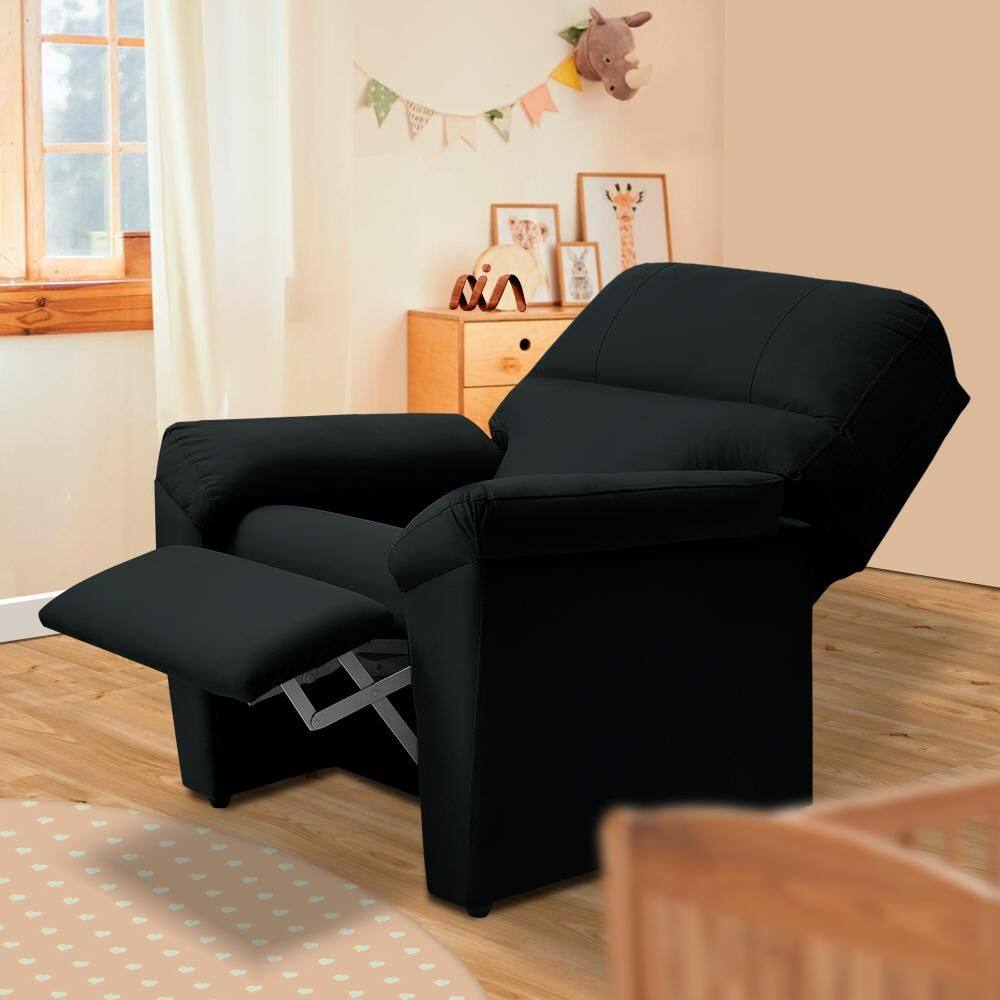 Poltrona De Amamentação Reclinável Suede Preto Estônia Shop JM - Preto