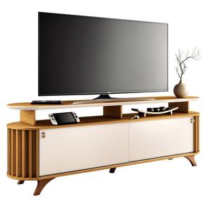 Rack para Sala Bancada de TV 70 Pol 182cm Alba Cinamomo/Off - HB Móveis