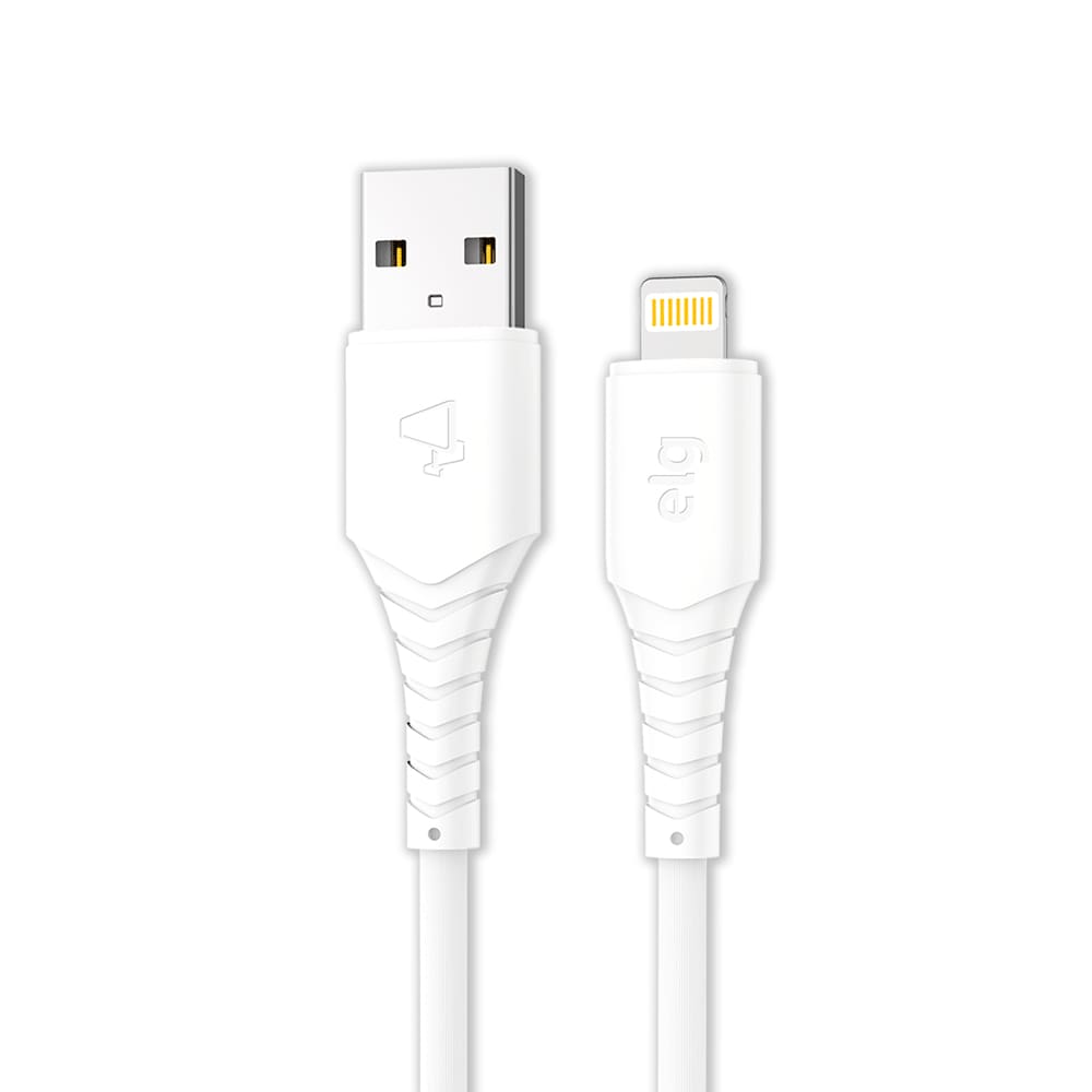 Cabo Lightning Elg Emborrachado 8 Pinos 2.4a / 12w - 1,2 Metro Branco L812w