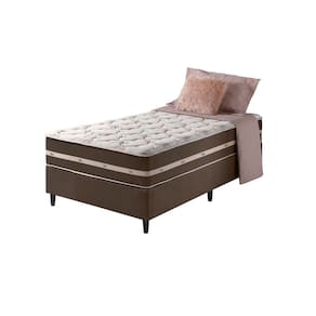 Cama Box Solteiro Marrom + Colchão Molas Ensacadas Las Vegas 88x188x65cm