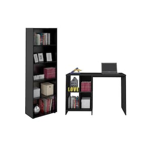 Conjunto Para Escritório Com Mesa 4 Nichos e Estante Artely