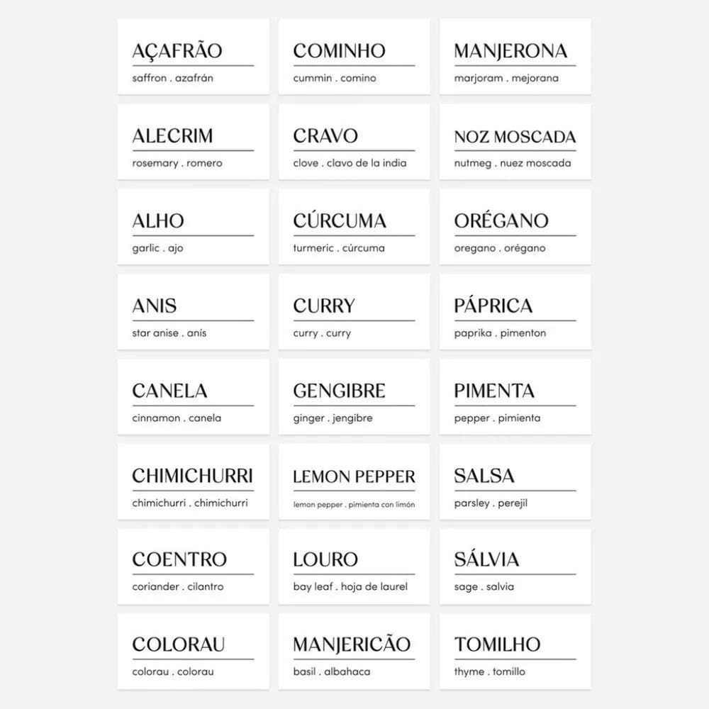 Etiquetas Adesivas Para Temperos + Mantimentos + Despensa 56 Unidades Ou