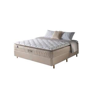 Cama Box Casal Fendi + Colchão Molas Ensacadas Macio Cincinnati Pillow Top 138x188x73cm