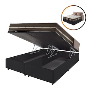 Cama Box King Baú Preto + Colchão Molas Ensacadas Las Vegas 193x203x70cm