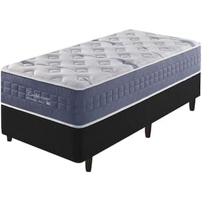 Cama Box Solteiro King Preto + Colchão Molas Ensacadas Visco Gel California 96x203x68cm