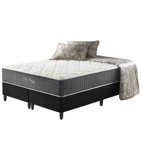 Cama Box King Preto + Colchão Molas Ensacadas Suporte 200 Kg Fort Wayne 193x203x67cm