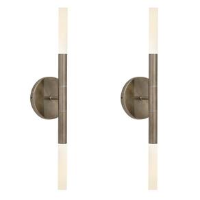 Kit 2 Arandelas Luminária De Parede Tubo 2 Difusores Bronze