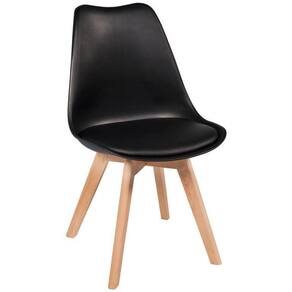 Cadeira Leda - Charles Eames, Saarinen Wood Almofada Preta