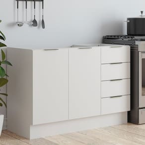 Balcão Pia 120cm sem Tampo com Rodapé Puxador 150mm Ipanema CabeCasa MadeiraMadeira Branco/Branco