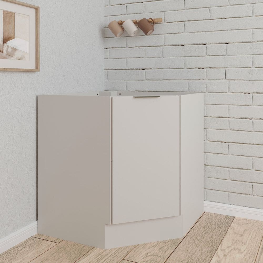 Balcão Canto Oblíquo sem Tampo com Rodapé Puxador 150mm Ipanema CabeCasa MadeiraMadeira Branco
