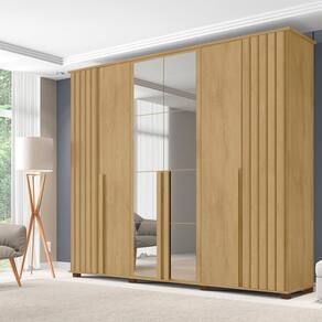 Guarda-roupa Casal 6 Portas com Espelho e 4 Gavetas Amsterdã Cinamomo