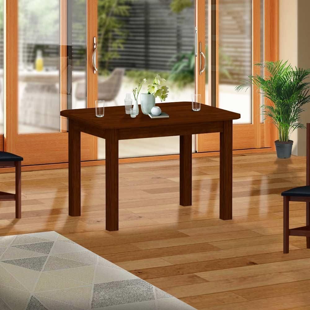 Mesa Para Cozinha 4 Lugares Madeira Maciça Castanho Nemargi - Marrom