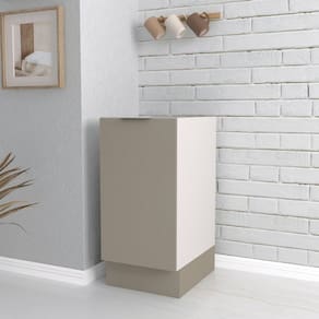 Balcão 1 Porta 40cm sem Tampo com Rodapé Puxador 150mm Ipanema CabeCasa MadeiraMadeira Cinza Trama/Branco