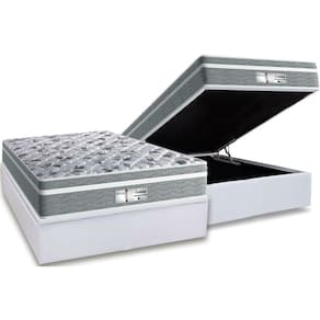 Cama Box Baú Casal: Colchão Molas Ensacadas Probel MasterPocket ProDormir Evolution + Base CRC Courano White(138x188)