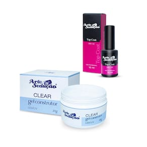 Kit Gel Led Uv Transparente Clear 24g + Top Coat Brilho 10ml