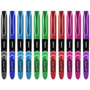 Caneta-tinteiro Zebra Fuente descartável com ponta fina de 1,0 mm, pacote com