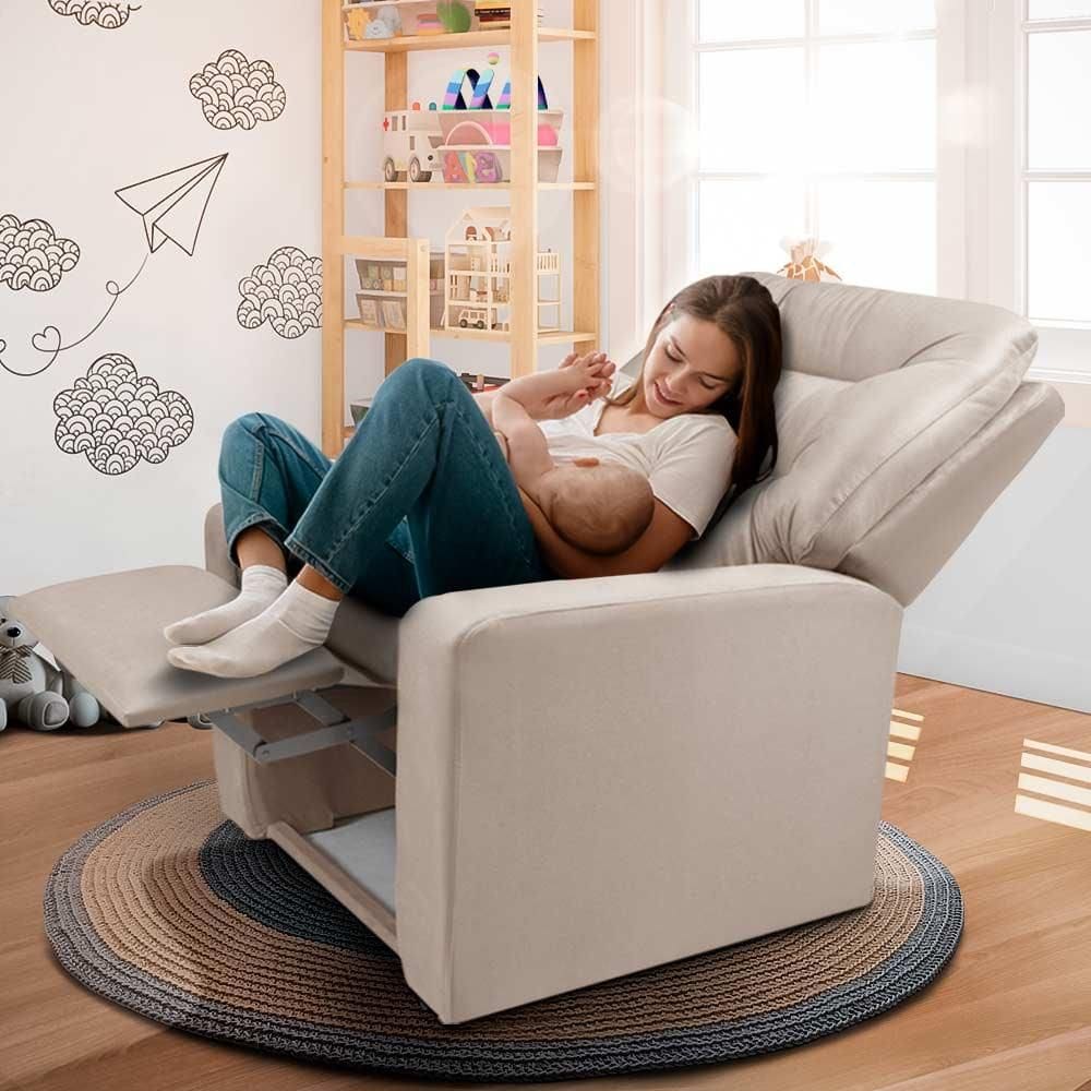 Poltrona De Amamentação Velveteen Bege Claro Letônia Shop JM - Bege Claro