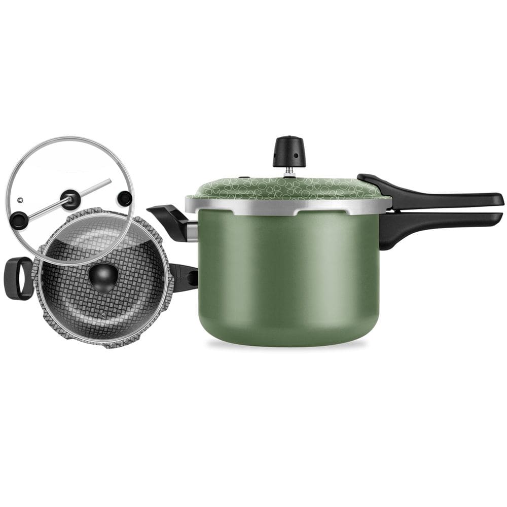 Kit Panelas de Pressão Com 3 Tampas Verde Conjunto Versátil Patolux