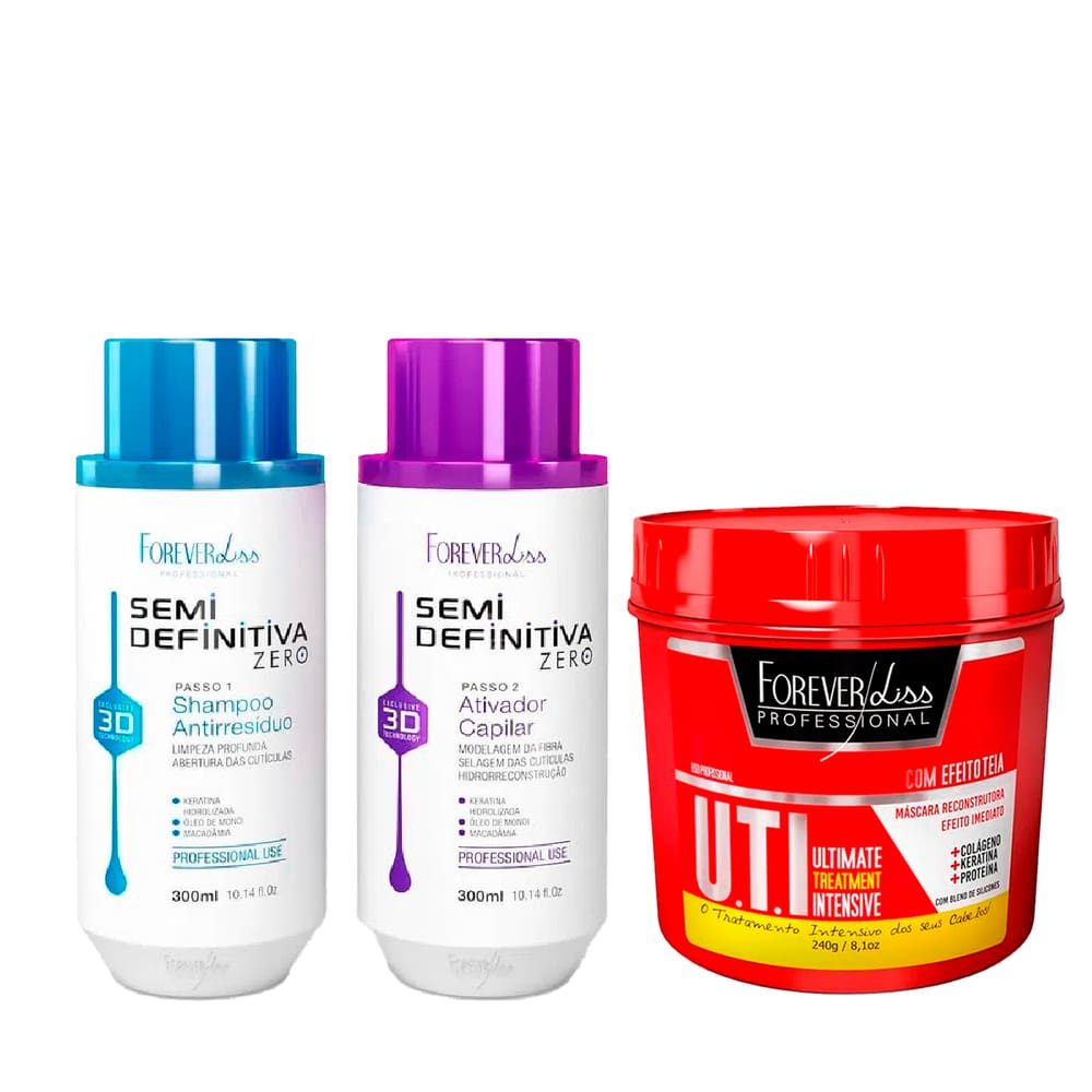 Kit Progressiva Semi 3D e Máscara UTI Forever Liss