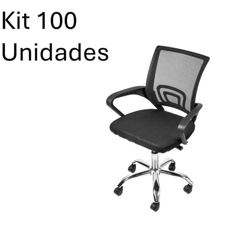 Kit 100 Cadeiras para Escritório Diretor Tela Mesh Tok 3310 Preto