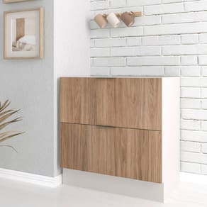 Balcão 2 Gavetões com Gaveta Auxiliar sem Tampo com Rodapé Puxador 150mm Ipanema CabeCasa MadeiraMadeira Acácia/Branco
