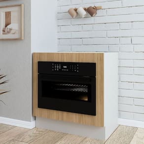 Balcão Forno de Embutir sem Tampo com Rodapé Ipanema CabeCasa MadeiraMadeira Acácia/Branco