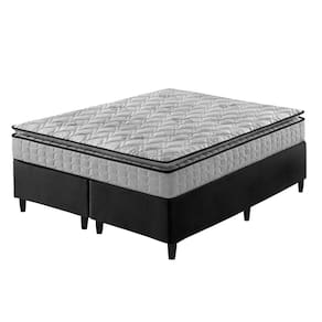 Cama Box King Preto + Colchão Ortopedico Espuma D33 Pillow Top Hanover One 193x203x59cm