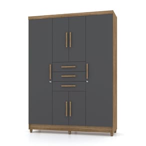 Guarda Roupa Solteiro 6 Portas e 3 Gavetas Imperial Nature/Alasca - Pallazio