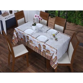 Toalha de Mesa 6 Lugares 2,20 x 1,40 Cozinha Copa Sala de Jantar Oxford Estampa Cappuccino