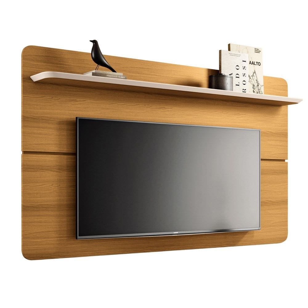 Painel para TV Suspenso 70 Pol 180cm Curv Cinamomo/Off White - HB Móveis