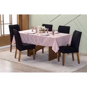 Toalha de Mesa 12 Lugares 4,00 x 1,35 Jacquard Luxo Cozinha Copa Sala de Jantar Rosê