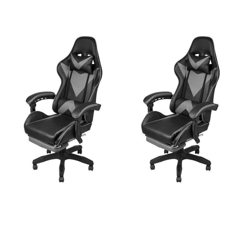Kit 2 Cadeira Gamer com Rodízios Pu Hawker 3315 Preto/Cinza