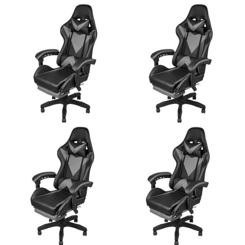 Kit 4 Cadeira Gamer com Rodízios Pu Hawker 3315 Preto/Cinza