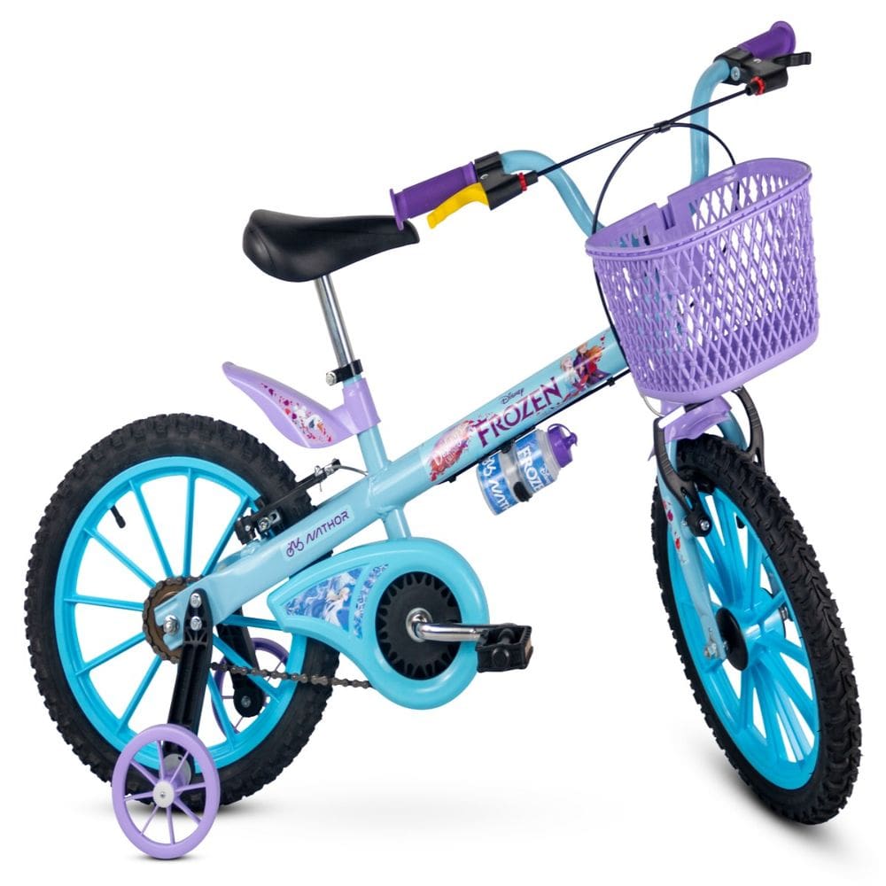 Bicicleta Aro 16 Infantil Frozen Com Rodinhas e Garrafinha