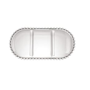 Petisqueira Cristal 3 Divisões Oval Pearl 30x15x2cm Wolff