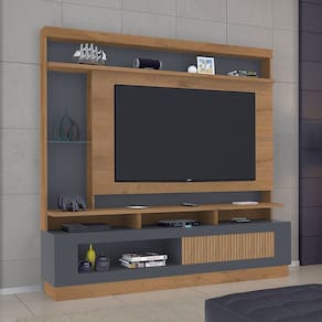 Estante para TV Até 65 Polegadas Verona 1 Porta Flex Canelato/Grafite - Atualle Móveis