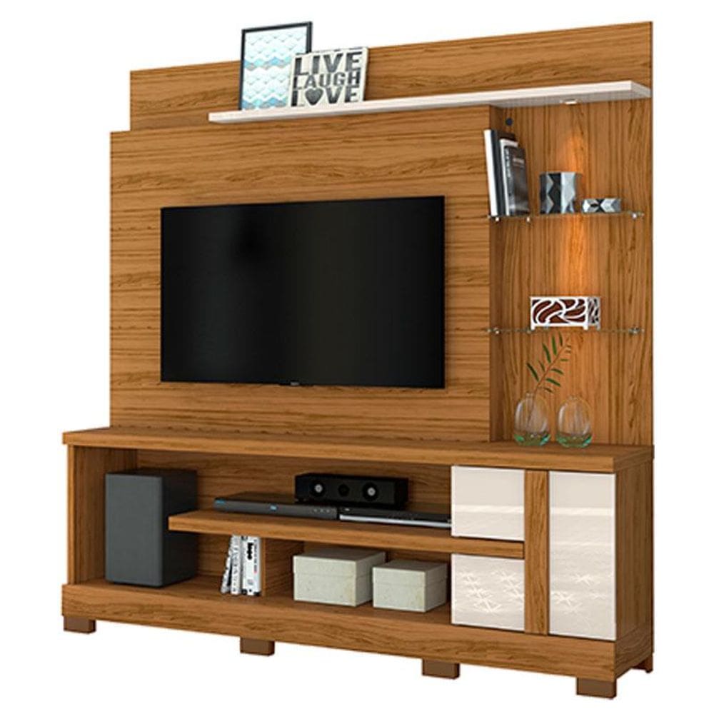 Estante Home Theater Alan com Pés Naturale Off White – Madetec