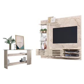 Estante Home Theater Suspenso com Aparador Frizz Supreme Calacata Off White – Madetec