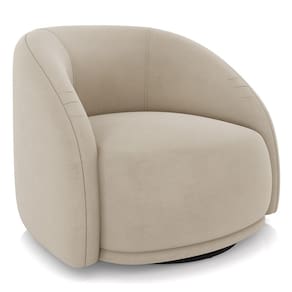 Poltrona Decorativa Orgânica Giratória Lya M22 Suede Bege - Mpozenato