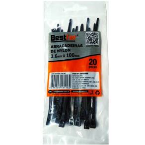 Abraçadeira de Nylon (Enforca Gato) 20PCS 3.6mmX100mm PRETA BFH2468 Bestfer