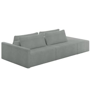 Sofá Ilha Modular com Puff para Sala Living 232cm Georgia K04 Bouclê Cinza Claro - Mpozenato