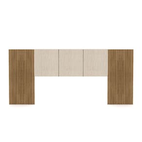 Cabeceira Painel Casal Ripado Nature e Linho Bege Sevilha 273 cm - Pallazio